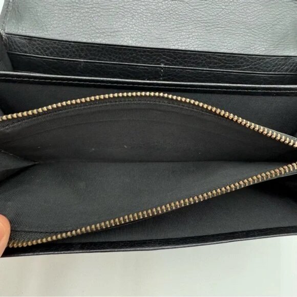 Burberry Black Quilted Patent Leather Long Wallet w/Gold Tone Logo Plate - Picture 11 of 12